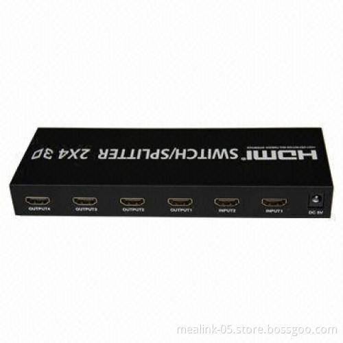 HDMI 2x4 Switcher 2 in 4 Out for HDTV PS3 DVD 1080P with Remote